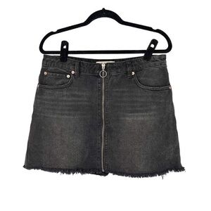 Free People We The Free Dark Gray Zip It Up Denim‎ Mini Skirt